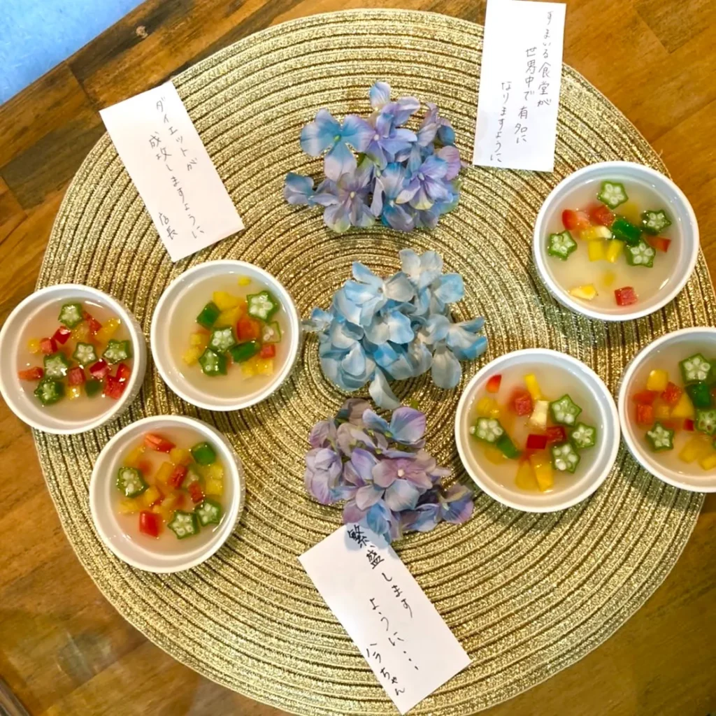 河内長野すまいる食堂七夕の副菜夏野菜のゼリー寄せ